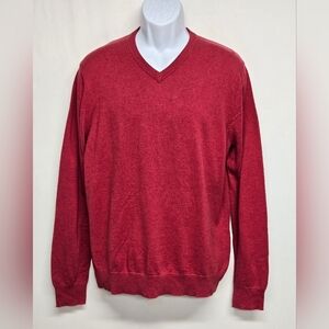George L 42-44 Mens V Neck Sweater 100% Cotton Long Sleeve Pullover